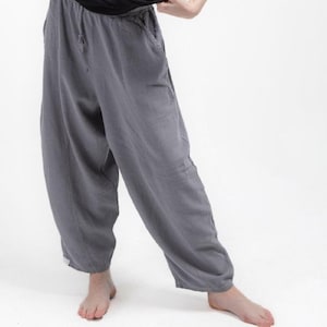 GOTS Certified Crinkle Cotton Harem Pants: Boho Yoga Trousers