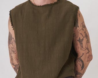 Organic Cotton Men's Tank Top: Bali Handmade Sleeveless Shirt