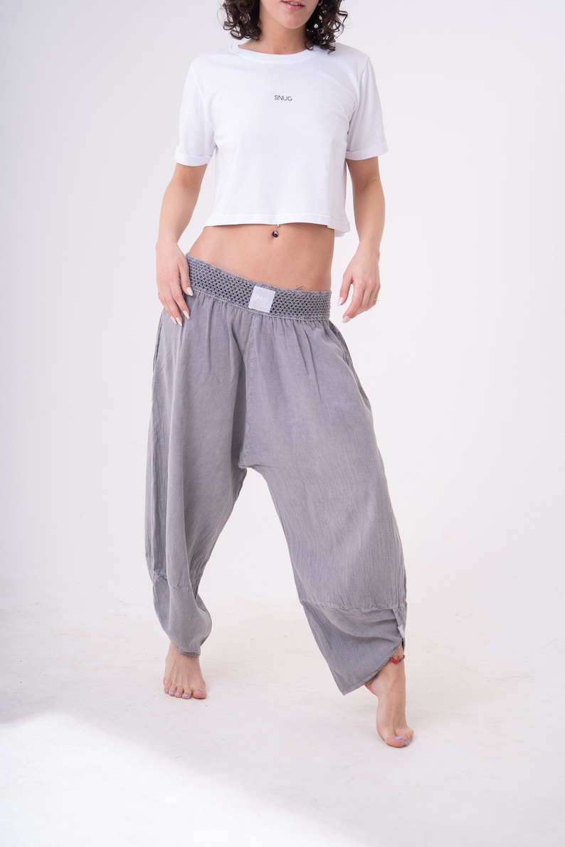 Modern Urban harem pants Comfy handmade silver yoga pants, Boho dream pants image 10