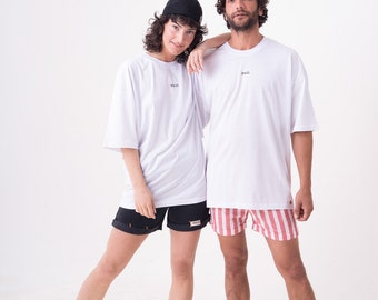 T-shirt ajusté en coton surdimensionné de la série Comfort, chemise oversize unisexe pour homme et femme, t-shirt oversize décontracté quotidien de style bohème.
