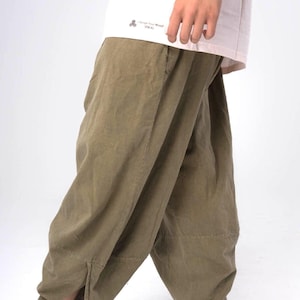 Boho Pants Organic Linen Green—Comfy GOT Certified Yoga Pants, Soft Summer Bohemian Pants, Earthy Travel or Meditation Attire
