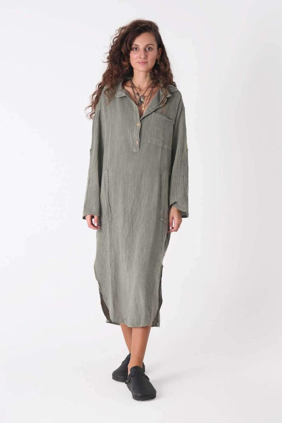 white christmas dresses Loose Linen Tunic Dress 'Jo', Plus Size Linen Tunic main image 1