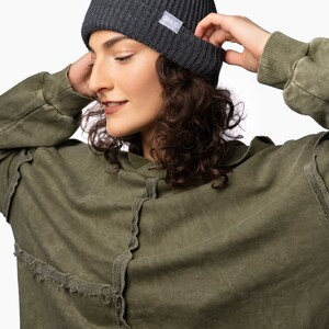 Hipster fisherman beanie, double-sided winter knitted beret Gray