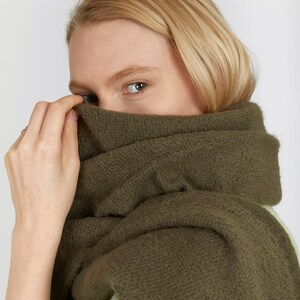 Unisex Green cashmere cotton blankie, Soft & Warm SNUG Versatile Shawl, 2.7m Long, Boho-Inspired, Modern cashmere wrap image 10