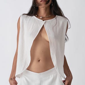 Organic Linen Cotton Vest: Handmade Boho Summer Top