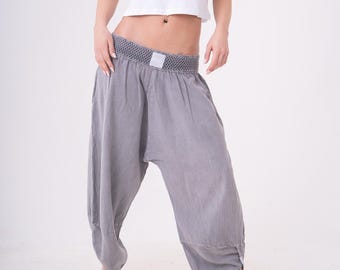 Urban Boho Pants Silver Cotton Harem Yoga Trousers Women’s S-XL