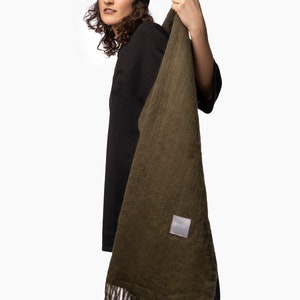 Unisex Green cashmere cotton blankie, Soft & Warm SNUG Versatile Shawl, 2.7m Long, Boho-Inspired, Modern cashmere wrap image 2