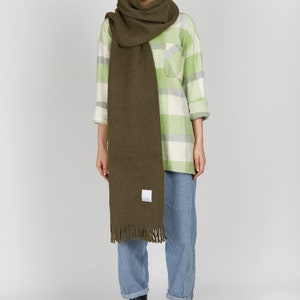 Unisex Green cashmere cotton blankie, Soft & Warm SNUG Versatile Shawl, 2.7m Long, Boho-Inspired, Modern cashmere wrap image 6
