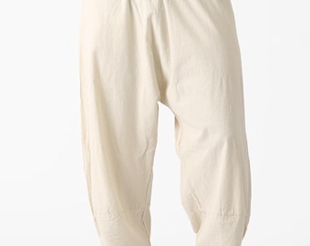 Unisex Beige Leinen Haremshose : Boho Yoga Hose