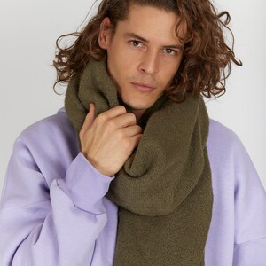 Unisex Green cashmere cotton blankie, Soft & Warm SNUG Versatile Shawl, 2.7m Long, Boho-Inspired, Modern cashmere wrap image 8