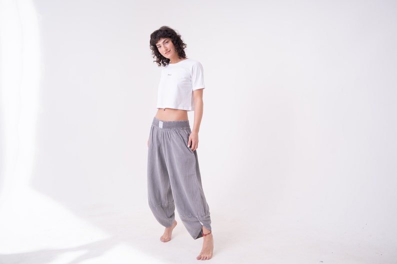 Modern Urban harem pants Comfy handmade silver yoga pants, Boho dream pants image 8