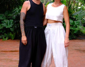 Harem Baumwolle Handgefertigte Bali Hose: Boho Gewebte Mid Crouch Sommerhose