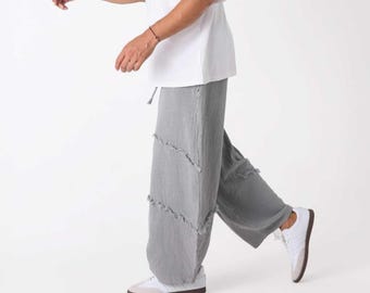 Pantaloni harem larghi in lino: pantaloni boho a gamba larga