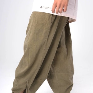 Bohemian Linen Natural Woven Pants, Handmade Yoga Boho-Harem Pants. image 3