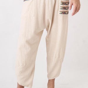 Embroidered Linen Harem Pants: Bohemian Yoga Trousers