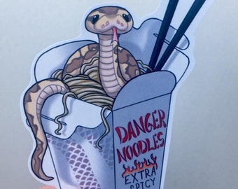 Good Noodle Sticker Cute Ball Python Snake Danger Noodle - Etsy