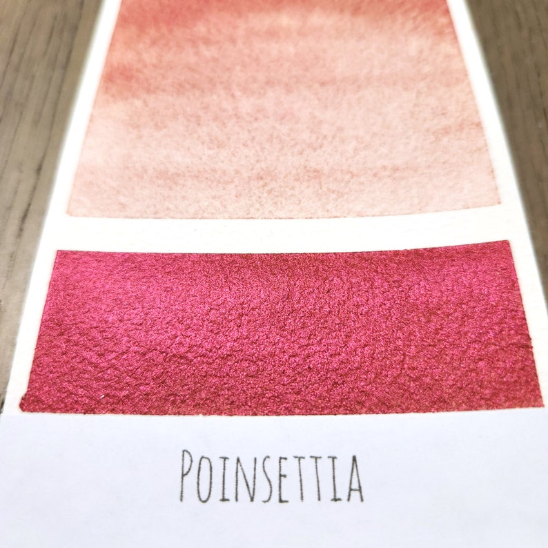 Poinsettia Handmade Mica Watercolor Paint Set Full pan, Half pan, Quarter Pan Fine Art, Lettering, Calligraphy, Gift for Her image 8