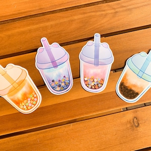Boba Tea Sticker | Cute Food - Asian Drink - Regular Glossy, Vinyl Waterproof - Individual Sticker - Planner- Scrapbooking
