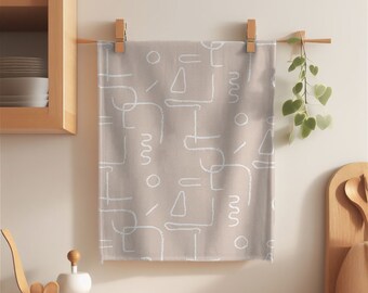 Abstract Boho Kitchen Towel | Bohemian Chic 100% Cotton Twill Kitchen Towel -  Lightweight Tea Towel - Perfect Gift for Mom & Home Decor