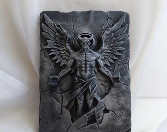 Escultura en relieve impresa en 3D, 20x15 cm, chapada en plata, 005