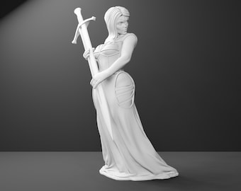Fantasy Swordswoman Miniature for Role-playing Games