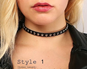 Collier ras de cou gothique | Noir - Cuir - Femme - Punk | Collier ras du cou