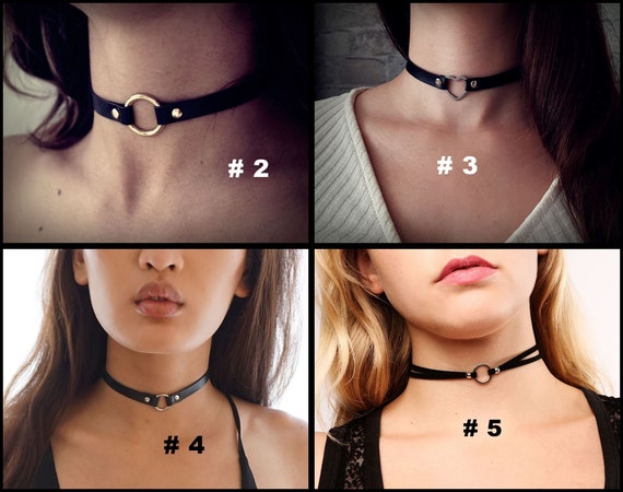 Heart Choker Collar Necklace With Black and White Vegan Leather - Etsy