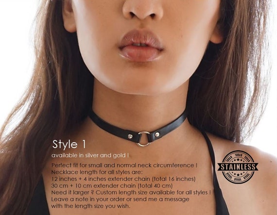 BDSM Submissive Day Collar Leather Black O Ring Choker Discreet