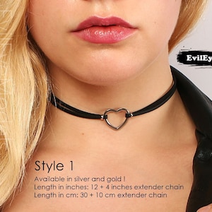 Herz choker kette schwarz, Choker schwarz, Herz kette silber, Herzkette gold, kette mit herzanhänger, Herz halskette silber, Herzketten gold