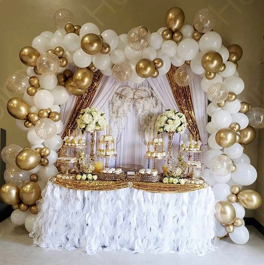 White Gold Balloon Garland Arch Kit Happy Birthday Party - Etsy