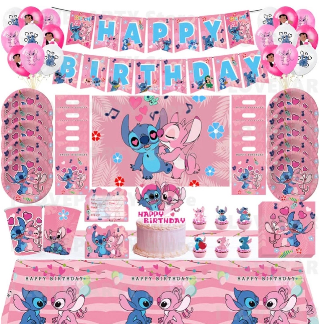 Lilo and Stitch Party Decorations,20pcs plates,20pcs napkins and 1  Tablecover Tablecloth,Lilo and Stitch Birthday Party Decorations Supplies 