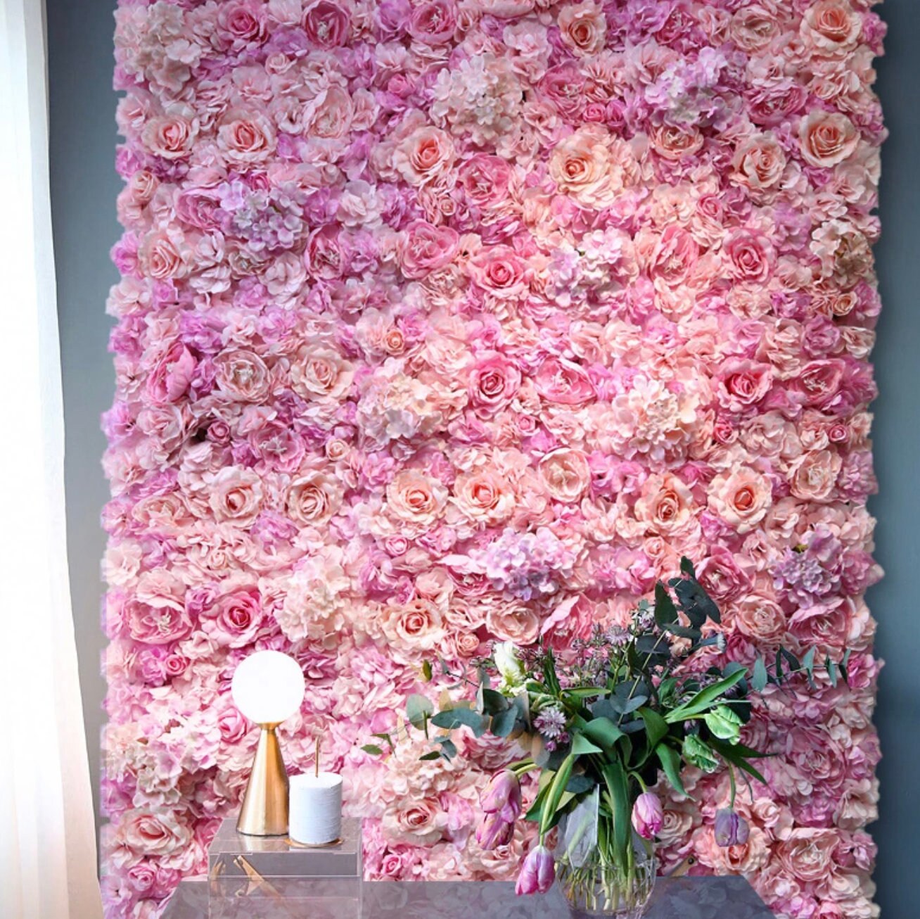 40 X 60 Cm Pink Silk Rose Flower Wall Artificial Flower for Etsy