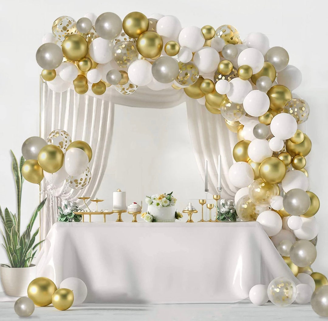 White Gold Balloon Garland Arch Kit Happy Birthday Party - Etsy
