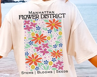 Manhattan Flower District PNG | Koszulka z targiem kwiatowym PNG | Sublimacja kwiatowa PNG | Koszulka z kwiatami w stylu boho | Dzikie kwiaty PNG | Druk na żądanie