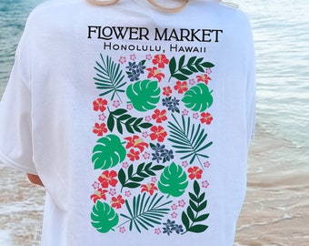 Targ Kwiatowy PNG | Honolulu, Hawaje PNG | Vintage Prasowane Kwiaty PNG | Kwiat Hibiskusa PNG | Projekt koszulki z kwiatami | Projekty do druku na żądanie