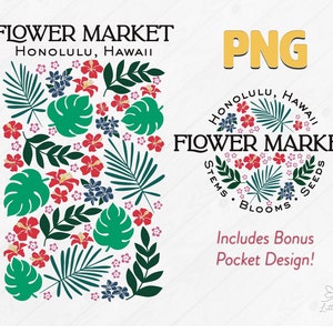 Bloemenmarkt, png PNGEgg | Honolulu, Hawaï, png | Vintage geperste bloemen, png | Hibiscusbloem, png | Shirtontwerp met bloemen