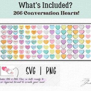 Conversation Hearts | Candy Hearts SVG Cut Files | Valentines Day ...
