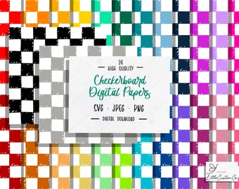 Checkerboard SVG | checkerboard png | hand drawn checkerboard | chess board | retro squares | retro design | digital papers | SVG | PNG
