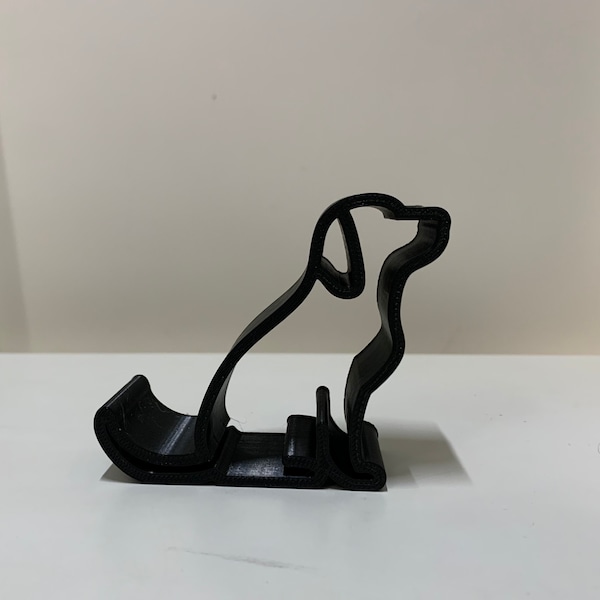 Phone Holder/Stand - 3D Printed Black Dog