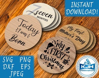 Baby Milestone SVG Discs | Easy-Cut Digital Templates