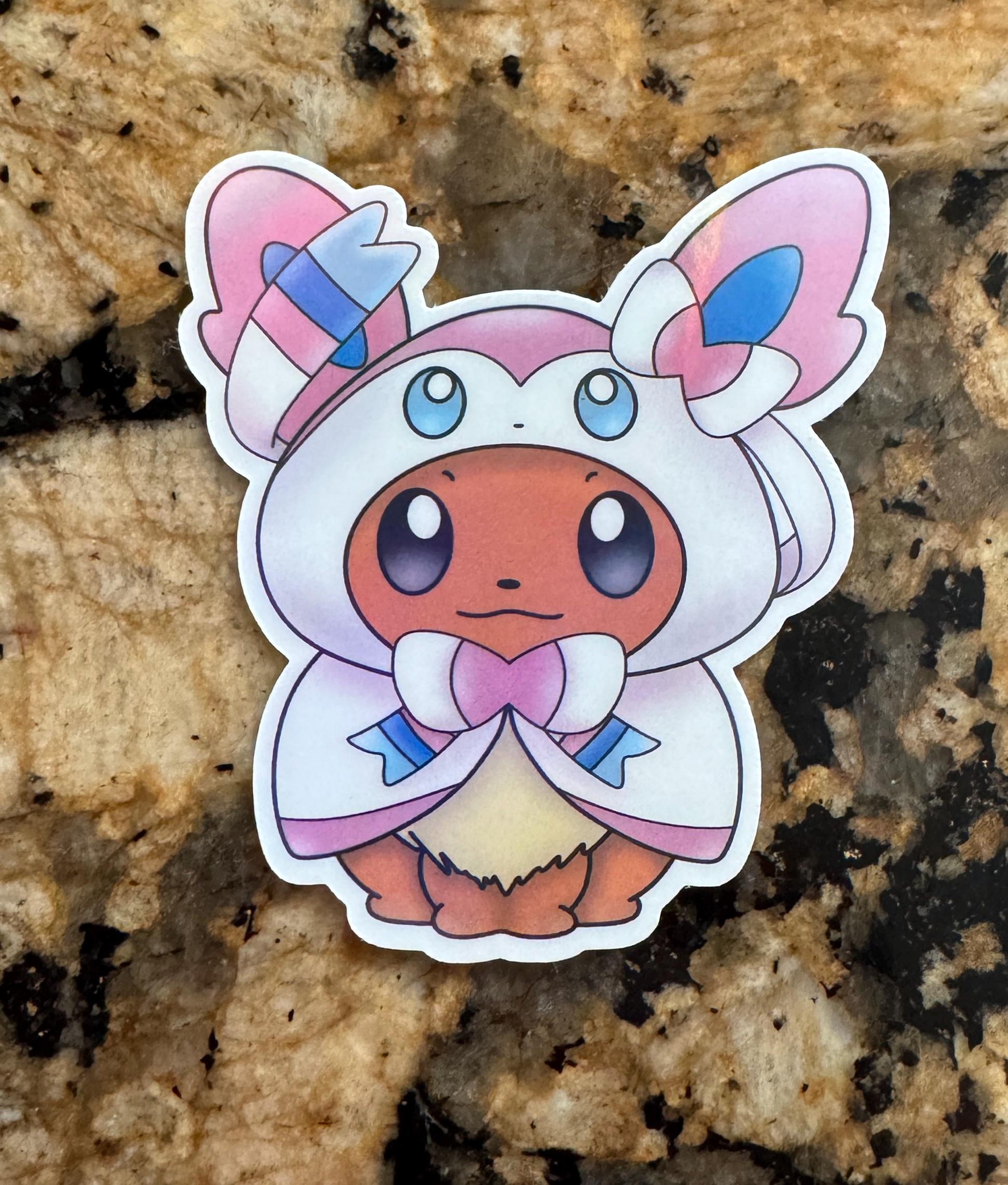 Poncho Eevee Holographic Small Die Cut Sticker - Etsy