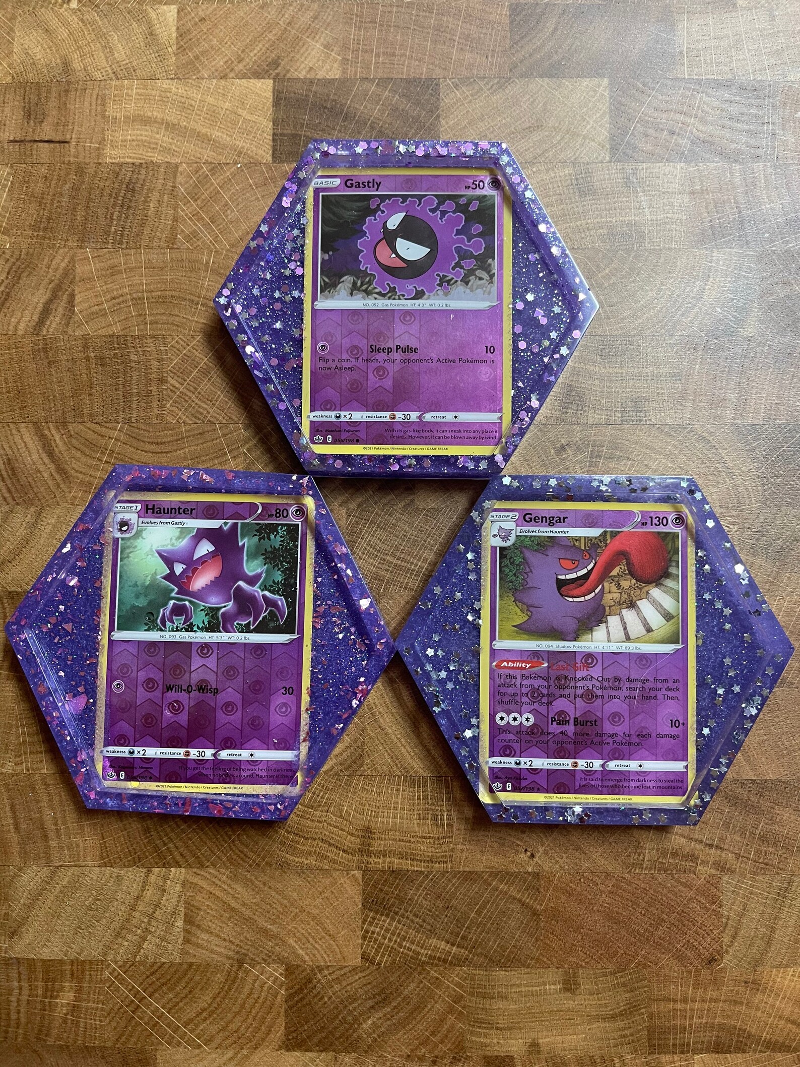 Reverse Holo Gastly Haunter & Gengar Pokemon Card Resin Etsy
