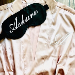 Silk Eye Cover & Satin Kimono Short Robe Combo