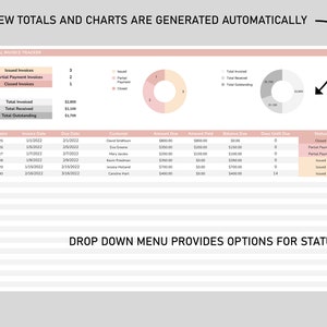 Invoice Tracker Spreadsheet - Digital Invoice List - Invoice Management ...