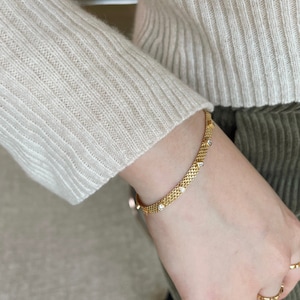 18k Solid Gold Bold Diamond Station Bracelet/ Thick Gold Chain Bracelet/ Statement Bracelet/ Elegant Wedding Bracelet