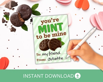 Dünnes Minzkeks Valentine Printable | Pfadfinderin Valentine Dankeschön-Tags (PDF)