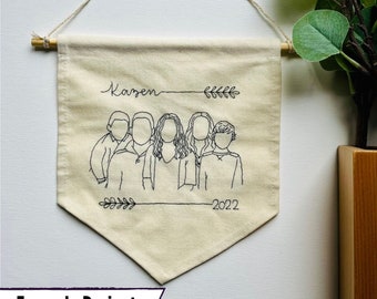 Custom Family Portrait Embroidery Kit, Personalized Stick and Stitch Pattern, DIY, Do it yourself Craft, Gift for Crafter Embroiderer