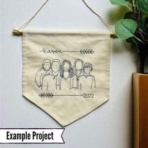 Custom Family Portrait Embroidery Kit, Personalized Stick and Stitch Pattern, DIY, Do it yourself Craft, Gift for Crafter Embroiderer