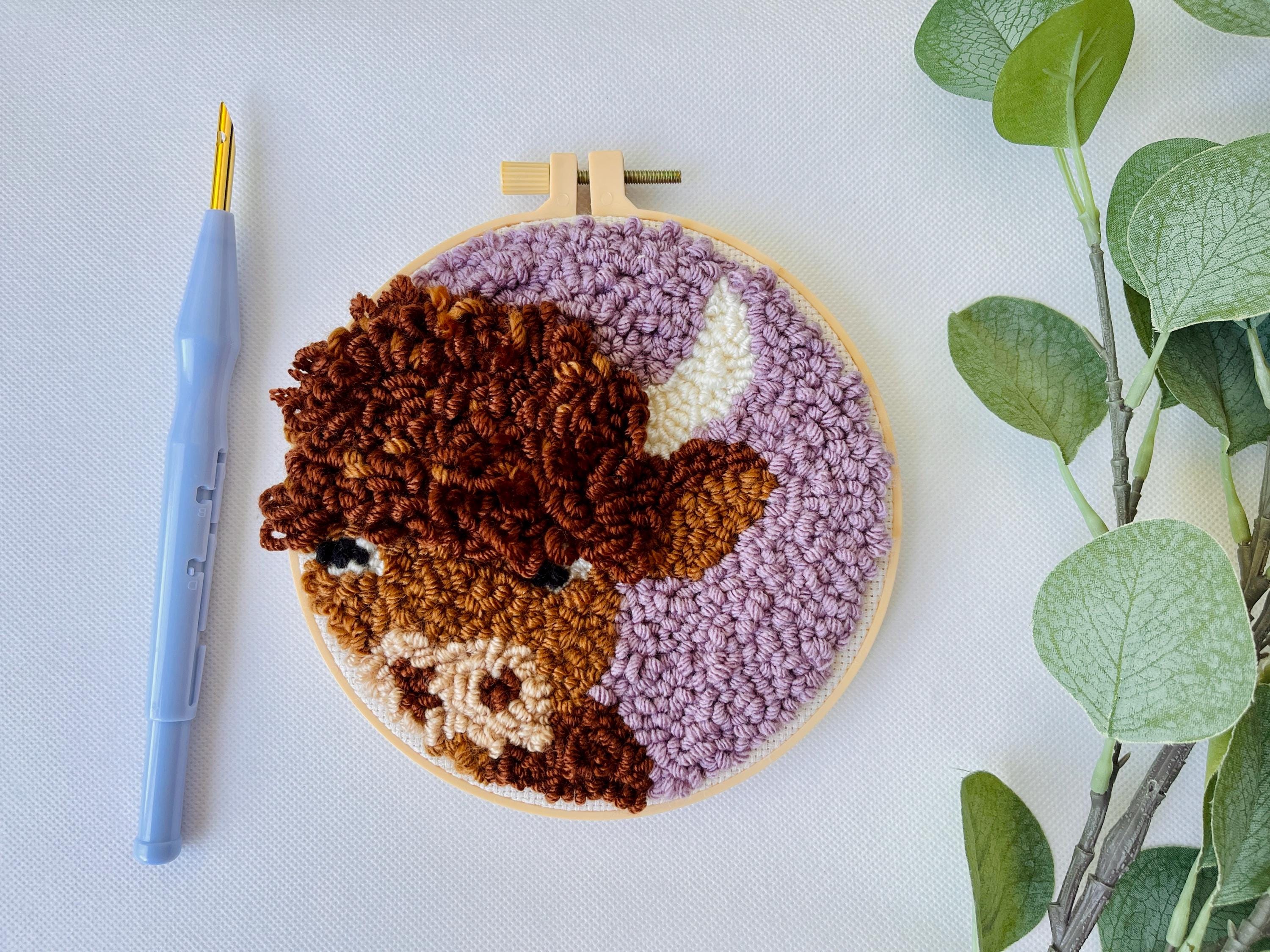 Highland Cow Punch Needle Kit, Beginner Yarn Rug Hooking DIY, Do It ...