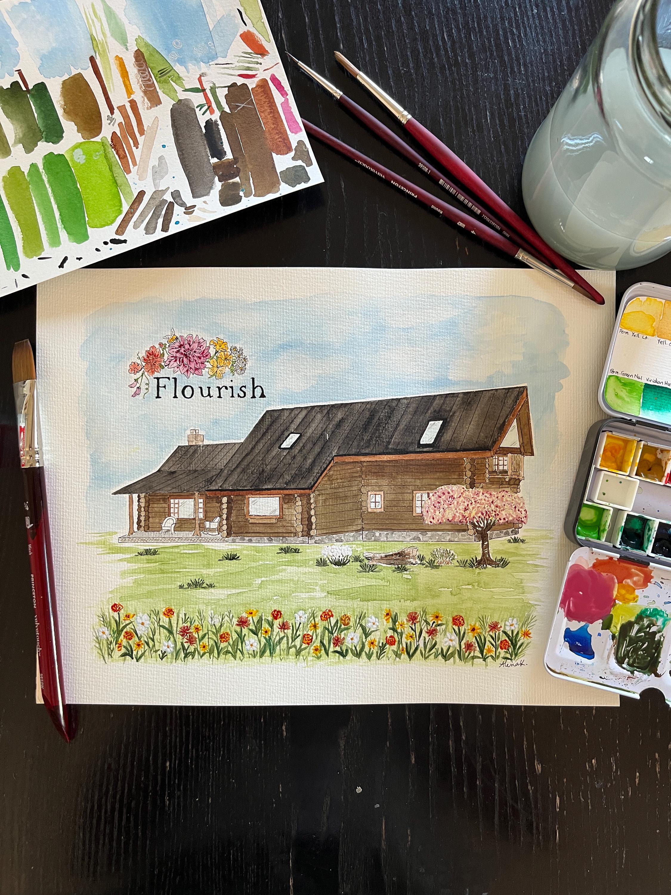 Custom Watercolor House & Family Portrait, Personalized Moving Gift ...